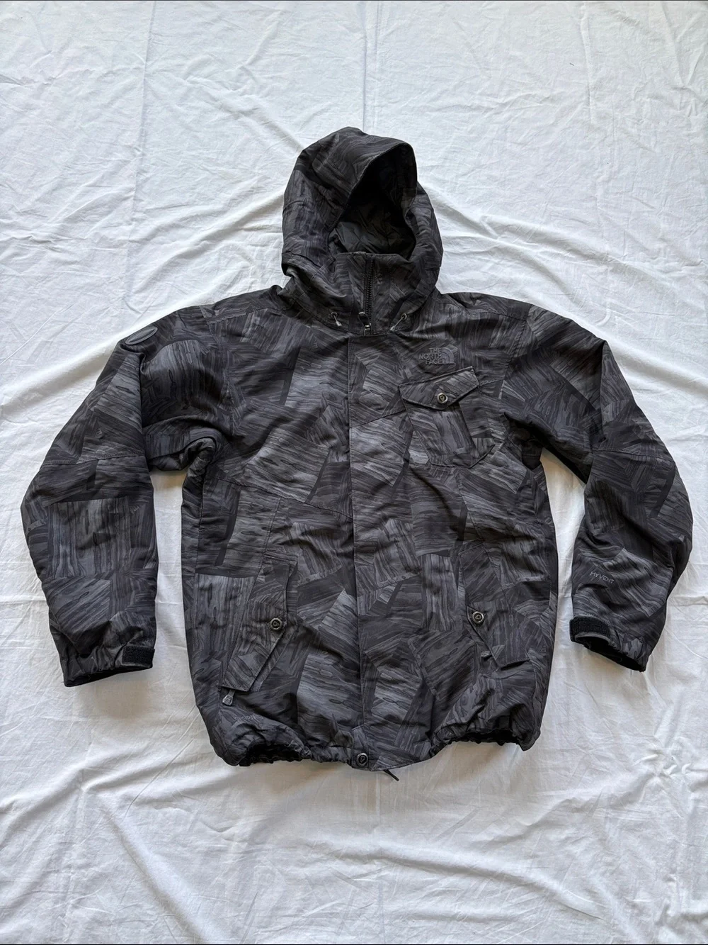 North Face Cryptic Recco Rescue Camo Ski Jacket Men’s Small Charcoal & Black